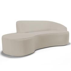 Sofá Living 4 Lugares 280cm Braço Direito Mozart D06 Sintético Bege - Mpozenato