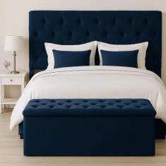 Recamier Bau Estofado Casal Queen Padrão Anita 160 cm Veludo - BELA DO