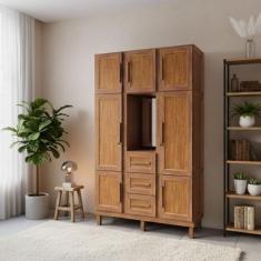 Guarda-Roupa Solteiro Pará 7 Portas 3 Gavetas 4 Prateleiras com Espelh