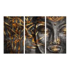 Quadro Buda Decorativo Para Recepção Em Tecido Moderno Gold