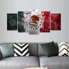 Quadro Mosaico 5 Peças 130x63 Arte México decorativo