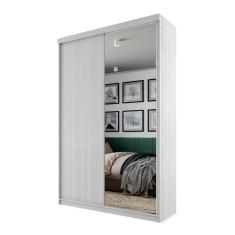 Guarda-Roupa Solteiro com 1 Espelho Lugano 2 Portas 2 Gavetas Branco