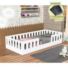 Cama De Criança Helo Solteiro Com Nicho, Led E Lousa Mágica - Branca - Cor: Branco