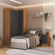 Guarda-Roupa Modulado Viena 3 Portas 4 Gavetas 3 Peças Espresso Móveis Nogal/Grafite