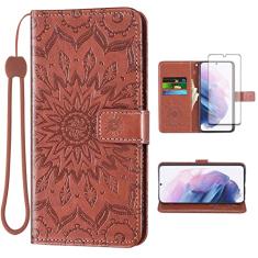 Capa de telefone para Samsung Galaxy S21 Plus Glaxay S21+ 5G Capa carteira com protetor de tela de vidro temperado Slim Flip Cover Suporte para cartão Cell Gaxaly S21+5G S21plus 21S + S 21 21+ G5