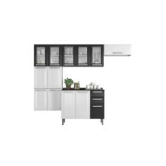 Cozinha Itatiaia Luce Compacta 4 Pecas Branco/preto Paneleiro Armario Aereo Gabinete