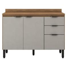 Balcão De Cozinha Firenze Com Tampo 120 Cm Amêndola Touch Nude Prime Tx - Demóbile