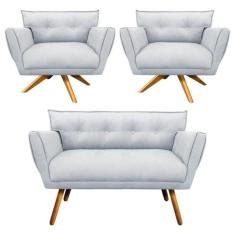 Kit 1 Namoradeira 2 Lugares e 2 Poltronas Giratória Anitta com Strass 