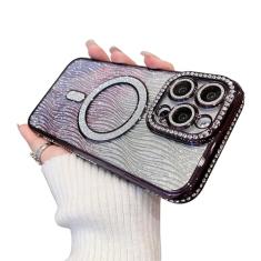 Uioeua Capa para iPhone 13 Pro Max Magsafe, capa luxuosa com glitter brilhante diamante strass com protetor de câmera para mulheres, homens e meninas, capa de silicone à prova de choque para iPhone 13