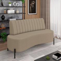 Sofá Living Decorativo 2 Lugares 1,35m Katara Pés De Ferro Bouclê Bege G33 - Gran Belo
