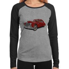 Baby Look Raglan Retro Classic Red Car Manga Longa - Foca na Moda, Cin