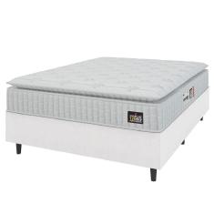 Cama Box Casal Colchão Espuma D33 Pillow Top Van Gogh 138x188x62cm Branco Hellen Suporta Até 120kg