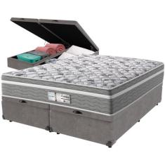 Cama Box Baú e Colchão Evolution Molas Ensacadas Queen Probel,  Cinza