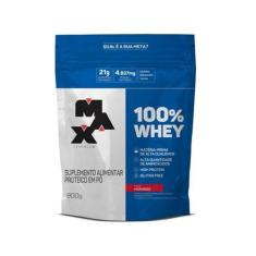 100% Whey Refil Sabor Morango 900G - MAX, 1, 900g, Morango