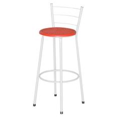 Banqueta Alta Assento Ratan Branca Retro - Lamar Design, Vermelho