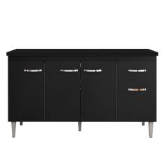 Balcão de Cozinha Gabriela com Tampo 150 cm Preto Fosco - ajl