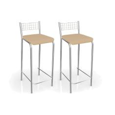 Banqueta Sala De Jantar Gênova 2B705Cr Kit 2 Un Cromado/Courano Nude - Kappesberg