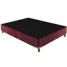 Cama Box Base Universal Casal Sommier Rústico Bordado Wine (138x188x30) - Paropas