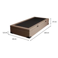 Base para Cama Box Solteiro Martin Premium com Baú Linho (47x88x188 cm) Bege