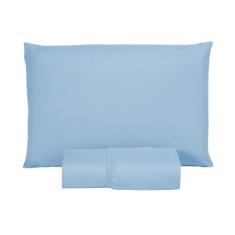 Kit Jogo de Cama Lençol Solteiro 400 Fios Poliéster Toque Macio 2 peça