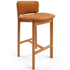 Banqueta Alta Para Cozinha Sala de Jantar Bar Dara L02 Couríssimo Canela - Lyam Decor