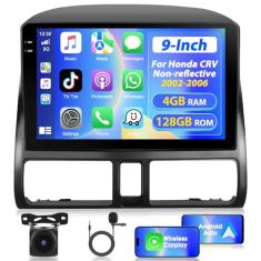 Motorsi [4 + 128 G] Estéreo automotivo duplo Din de 22,8 cm para Honda CRV não reflexivo 2002-2006 com CarPlay sem fio e Android Auto Touch Screen Bluetooth Áudio com GPS Mirror Link WiFi RDS Câmera
