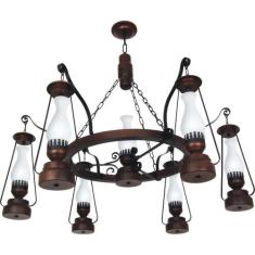 Lustre Muller Lampião 7 Lâmpadas Envelhecido 887E - Luminárias Muller