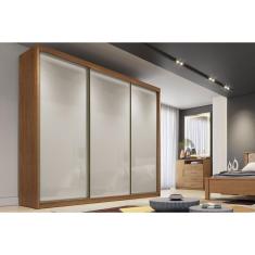 Guarda Roupa Casal Sollo-Logan 3 Portas de Correr 4 Gavetas MDF Cumaru-Fendi 25 Móveis Novo Horizonte