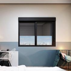 Janela de Alumínio de Correr 2 Folhas Móveis com Persiana Automatizada