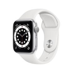 Apple Watch Series 6 GPS, 40 mm, Alumínio Prata, Pulseira Esportiva Branco - MG283BE/A