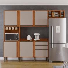 Cozinha Compacta 4 Peças 5 Portas 2 Gavetas Pérola Cinamomo/Off White