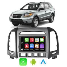 Kit Multimidia Android Santa Fé 2006 a 2012 7 Pol Android Auto + Moldu