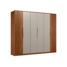 Guarda Roupa Casal Ripado 6 Portas Bali Nogueira Nude Prime