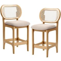Kit 2 Banquetas Baixa Bar Cozinha Sala de Jantar Betta L02 Mel Tela Su