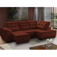 Sofá Canto Chaise Agatha Retrátil Reclinável 250x150 Cm Mola Bonnel Pi