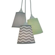 Lustre Pendente Luminária Infantil Frufru Verde e Chevron Cinza - Crie