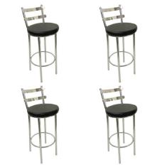 Conjunto 4 Banquetas Rafaela - Redonda Altura 65cm para Bar e Cozinha 