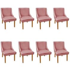 Kit 8 Cadeiras de Jantar Suede Pés Palito Rose - D'ROSSI