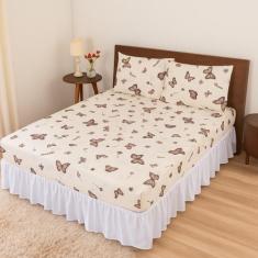 Jogo de cama lençol queen 3 peças percal algodão 200 fios estampado - 