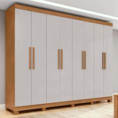 Guarda-roupa Casal Easy Slim 8 Portas Com Pés Amendoa Clean/Off White 