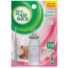 Odorizador de Ambientes Bom Ar Air Wick Click Spray Fragrância Cheirinho de Talco Refil 12ml - Dura até 120 aplicações.