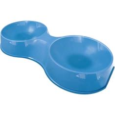 Comedouro Duplo Furacão Pet Pop Azul para Gatos - 190 mL