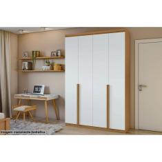 Guarda Roupa 4 Portas E 2 Gavetas Alonzo New Amêndoa-Branco - Lopas
