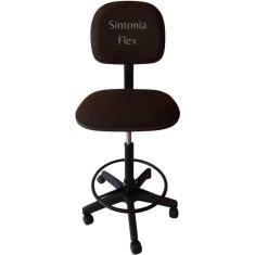 Cadeira caixa alta  com aro e com rodízio  preto pra recpçao balcao mercado suede marrom