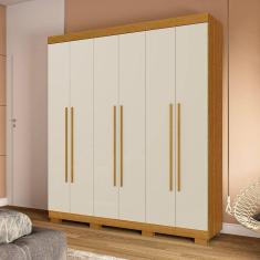 Guarda-roupa Casal 6 Portas Sakura Espresso Móveis Cinamomo/Off White