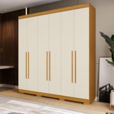 Guarda-roupa Casal 6 Portas Willow Espresso Móveis Cinamomo/Off White