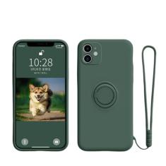 Capa de silicone para Samsung Galaxy A54 A53 A33 A73 A34 A14 A32 A52 A42 A12 A72 A13 A23 A24 A51 A71 4G 5G Capa de suporte de telefone com anel, verde escuro, para A72 4G 5G