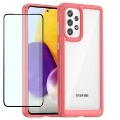 GTBDEKI Capa transparente para Galaxy A73, capa para Samsung A73 SM-A736B com protetor de tela, antiarranhões à prova de choque de policarbonato rígido transparente + capa protetora de TPU para