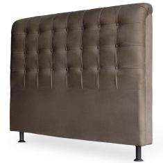 Cabeceira Estofada Cama Box Casal Louise 140cm Suede Marrom