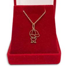 Cordão Com Pingente Menino de Ouro 18k Bailarina 40cm Corrente Colar G